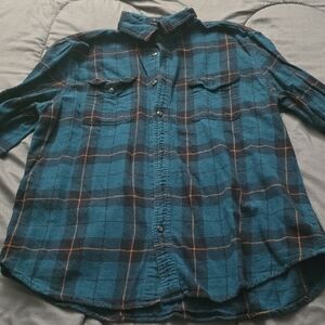 Sonoma Teal and Black Plaid Men's Shirt